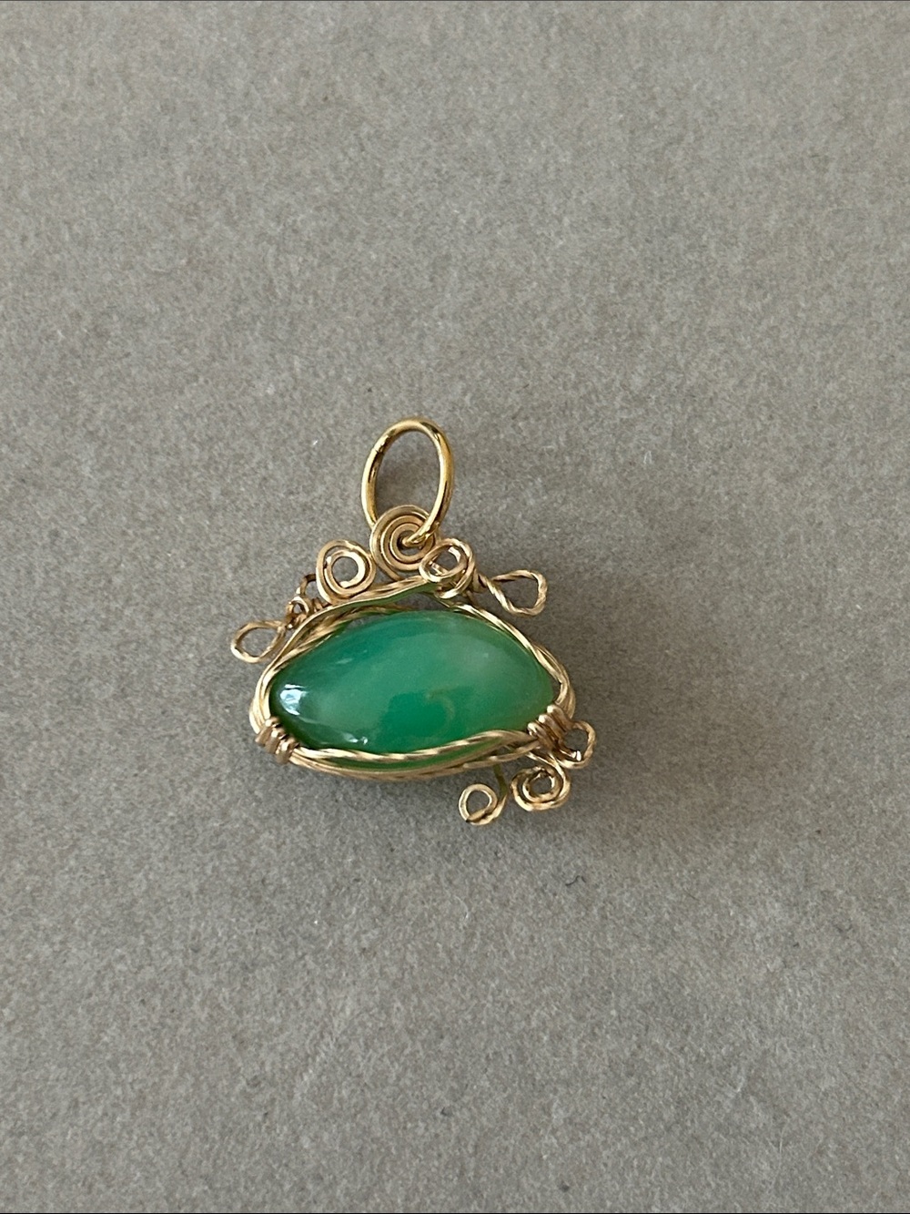 Handcrafted Gold Wire Green Gemstone Pendant